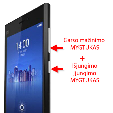 ekrano nuotrauka xiaomi su mygtukais