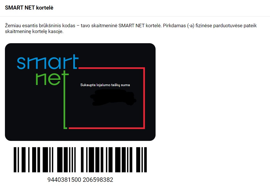 Skaitmenine SMART NET kortele