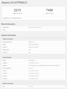 Xiaomi 14 specifikacijos