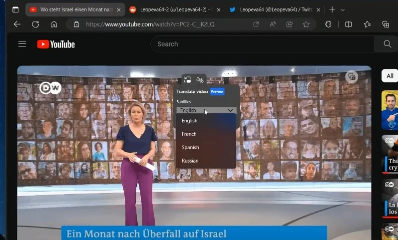 Microsoft Edge vaizdo įrašo vertimas