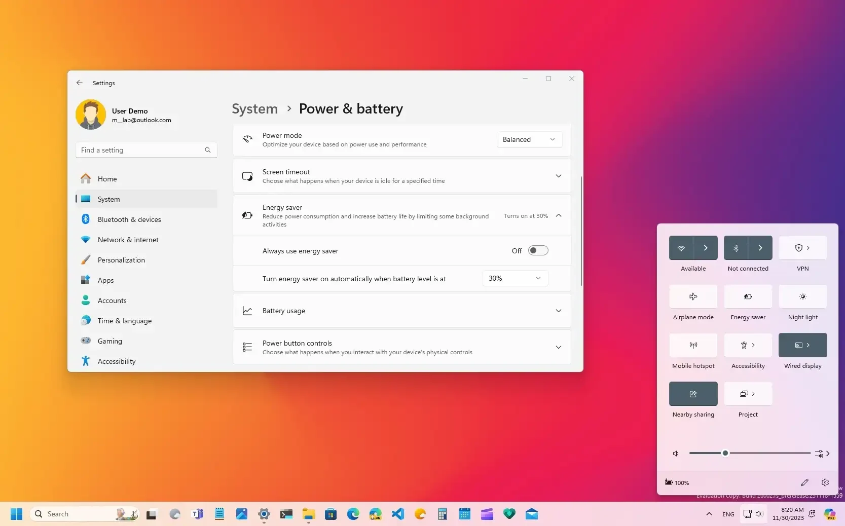 Windows 11 energijos taupymo režimas