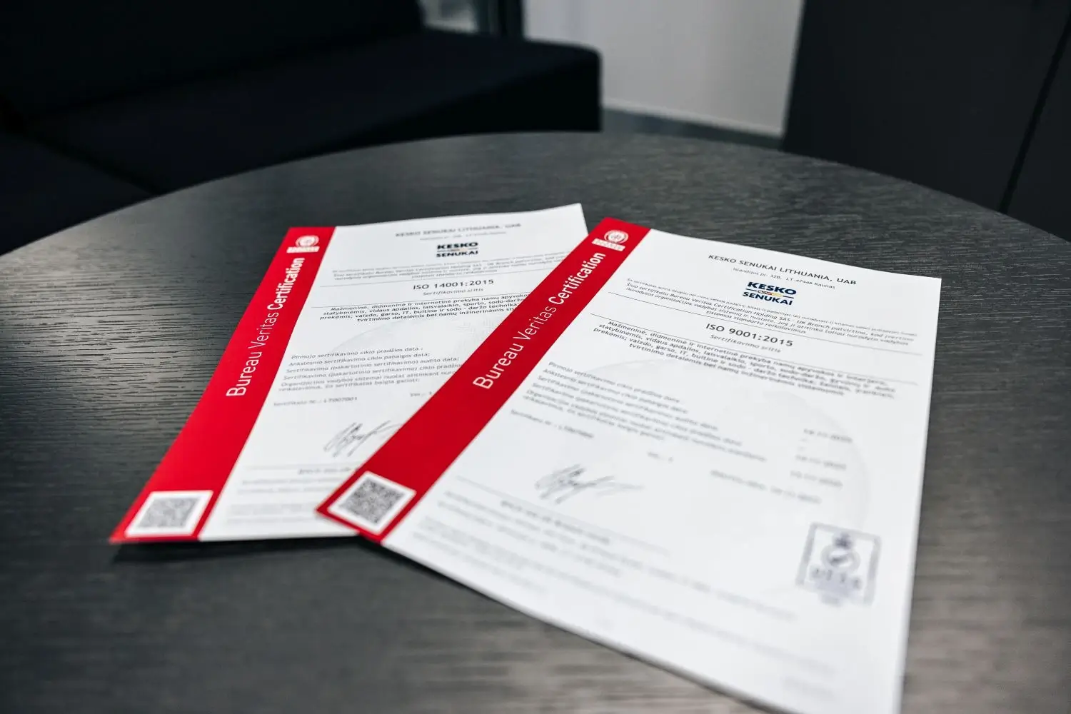 ISO 9001 ir ISO 14001 sertifikatai