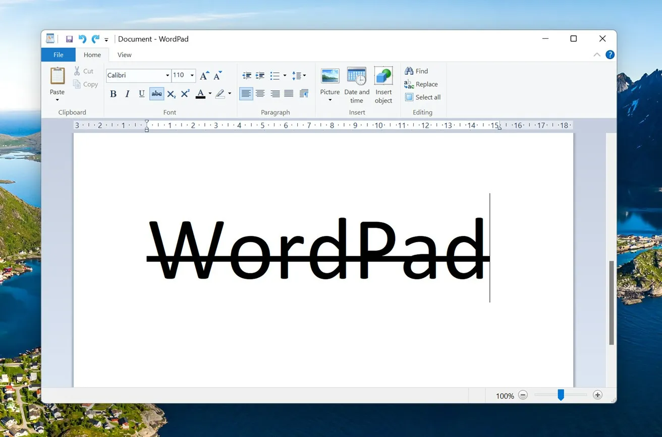 Pašalinamas WordPad