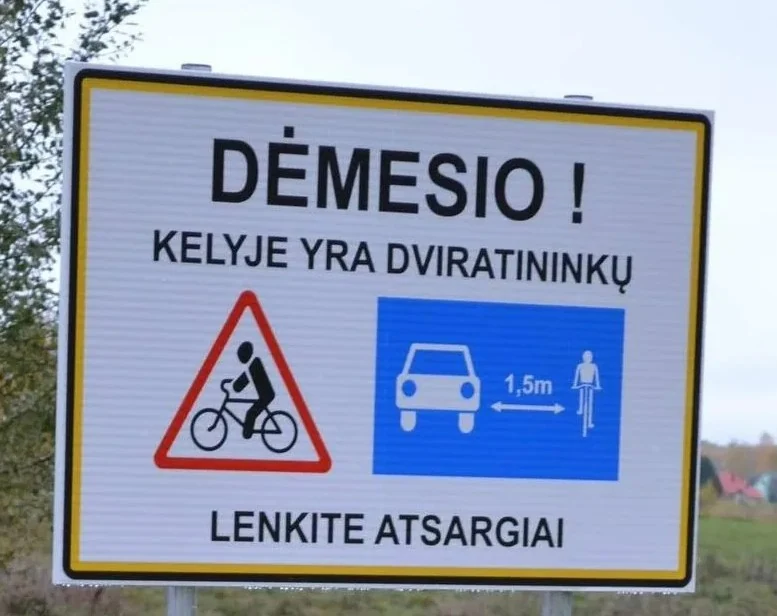 Dėmesio kelyje yra dviratininkų