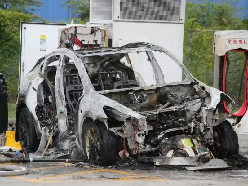 Tesla automobilio užsidegimas