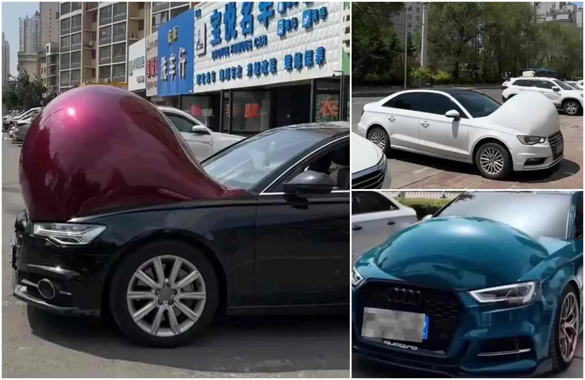 Automobiliai su išsipūtusia plėvele