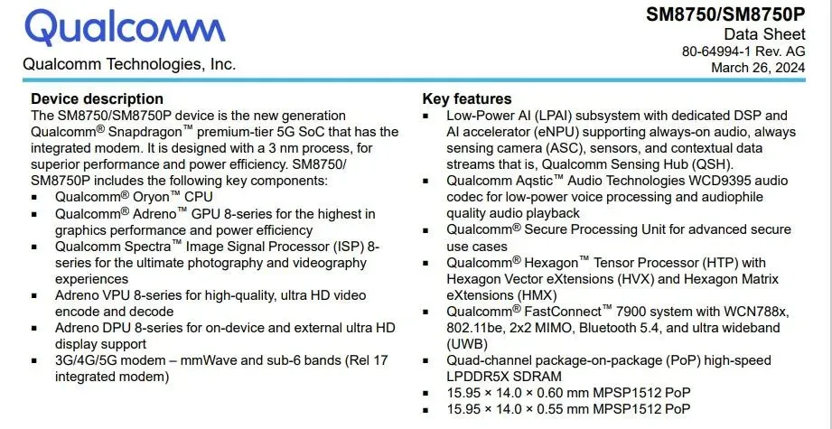 Qualcomm Snapdragon 8 Gen 4 procesoriaus specifikacijos