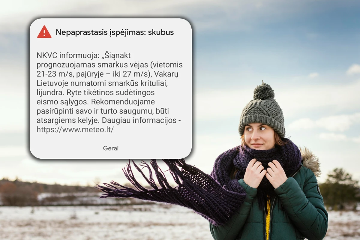 Laukia stiprus vėjas, tarnybų įspėjimas