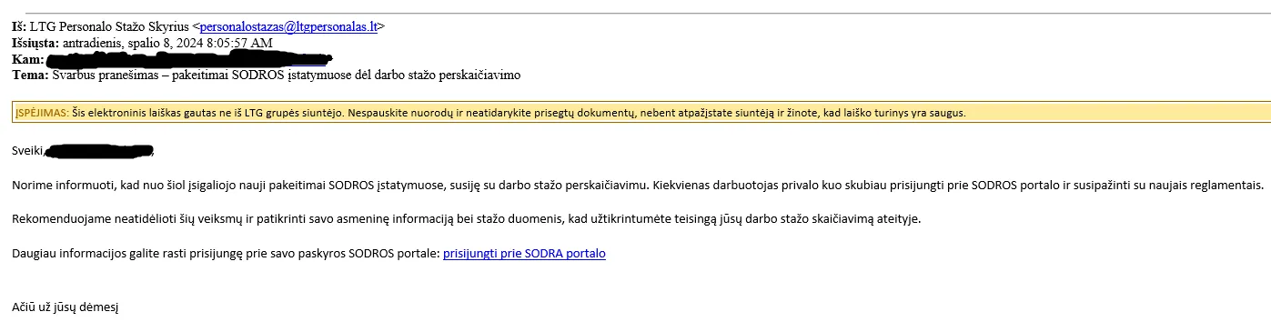 Sukčiai atakuoja apsimesdami Sodra