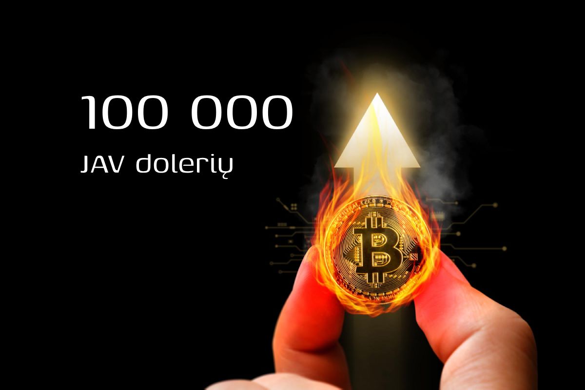 Bitkoinas pasiekė 100 000 JAV dolerių vertę
