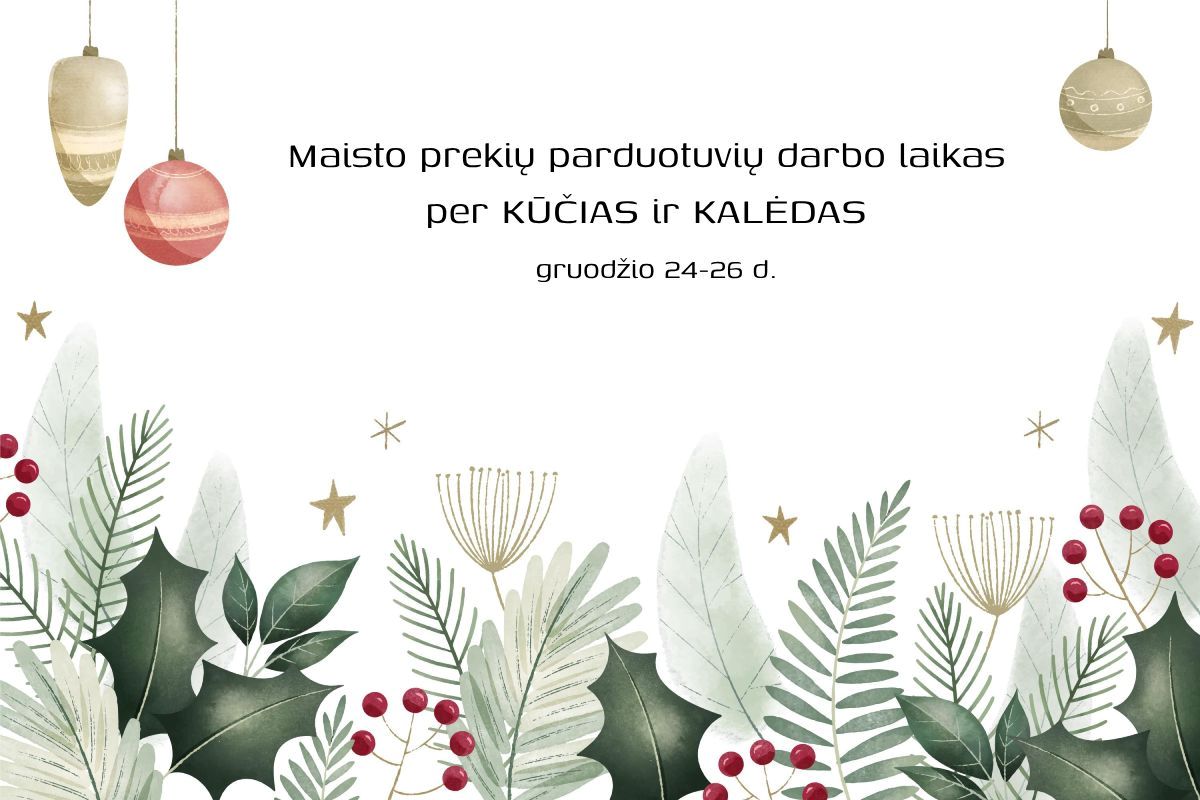 Maisto prekių parduotuvių darbo laikas per Kūčias ir Kalėdas 2024