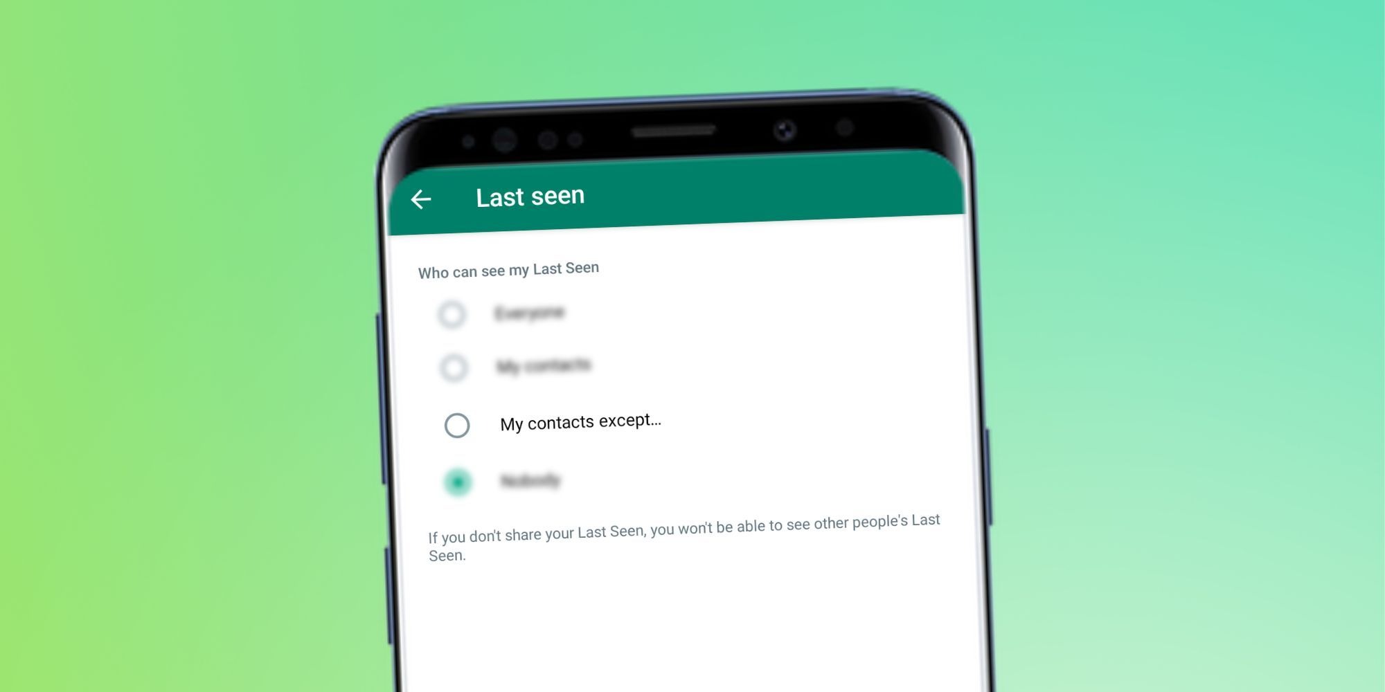 Paslėpti savo statusą WhatsApp