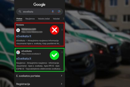 Netikras eSveikata puslapis vėl griebia aukas