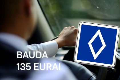 Rombo ženklas, bauda 135 eurai