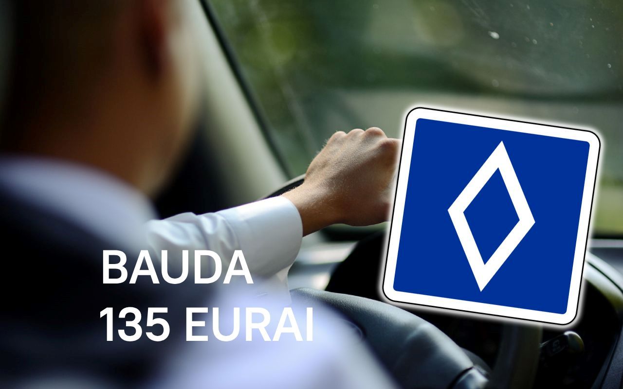 Rombo ženklas, bauda 135 eurai