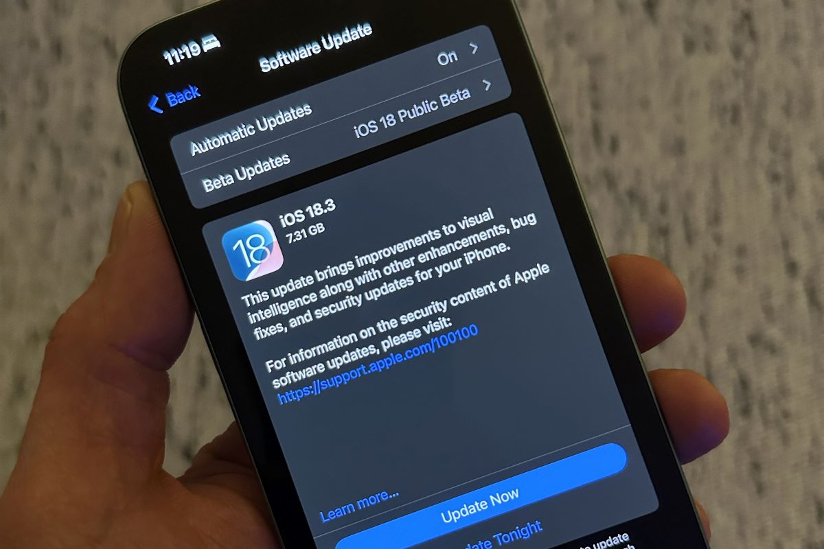 iOS 18.3 atnaujinimas
