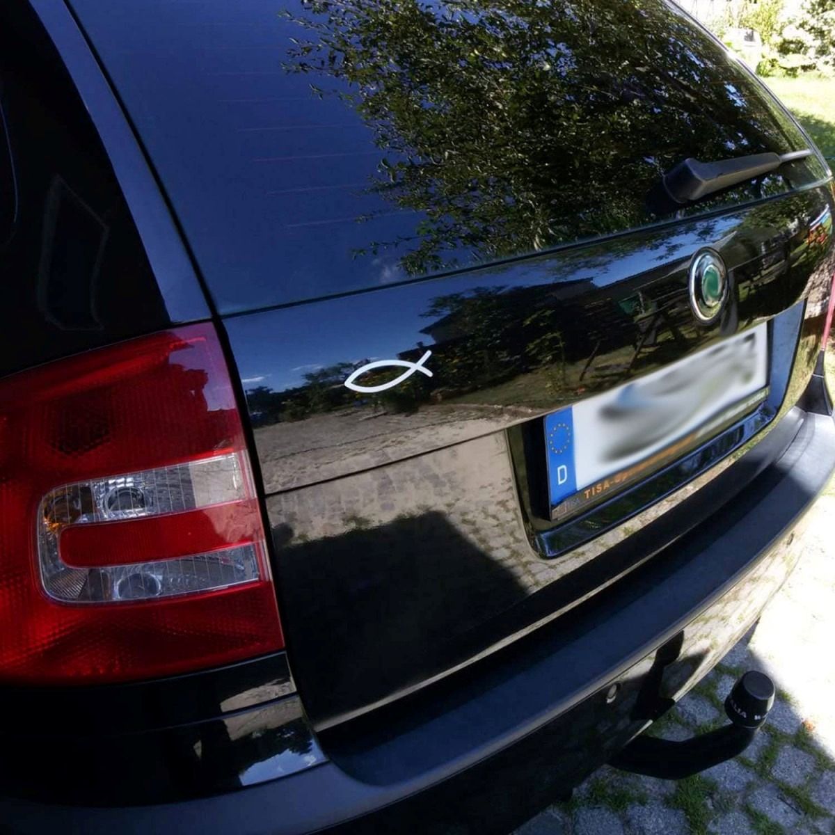 Ichthys ženklas ant automobilio