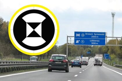 Kelio ženklas Vokietijoje – smėlio laikrodis