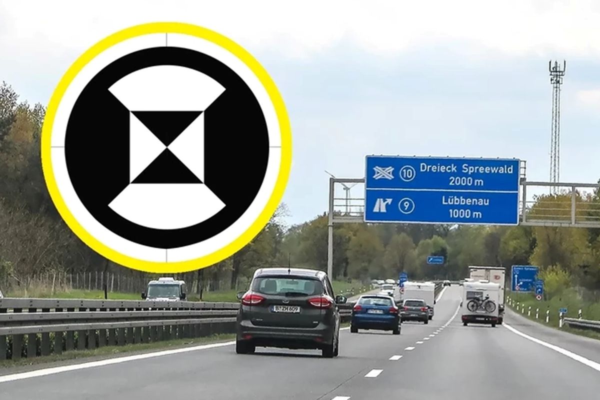 Kelio ženklas Vokietijoje – smėlio laikrodis