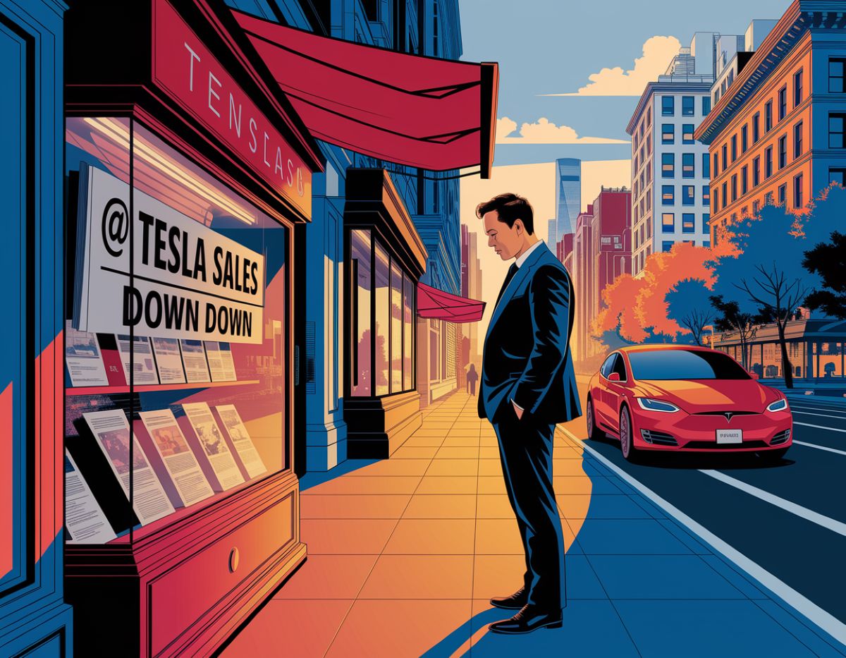 Tesla pardavimai mažėja / Freepik DI nuotr.