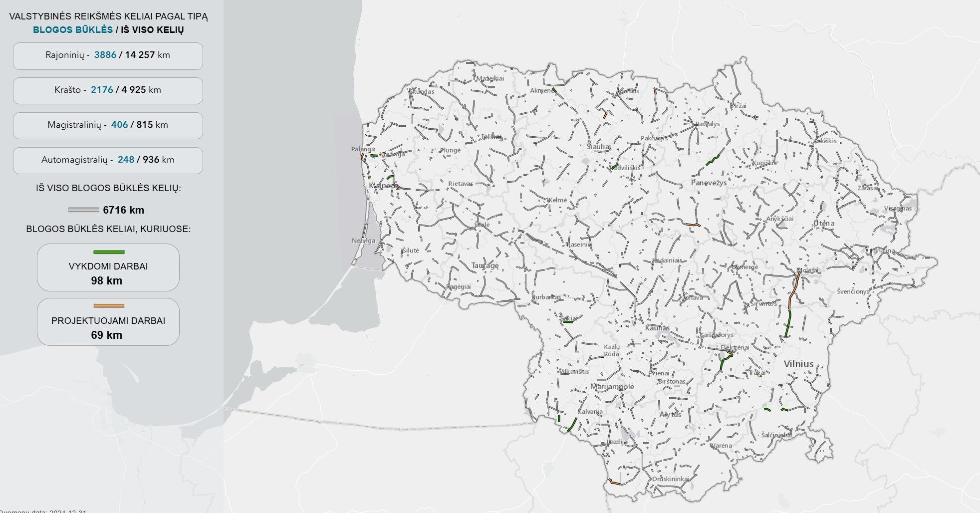 Lietuvos kelių būklės žemėlapis