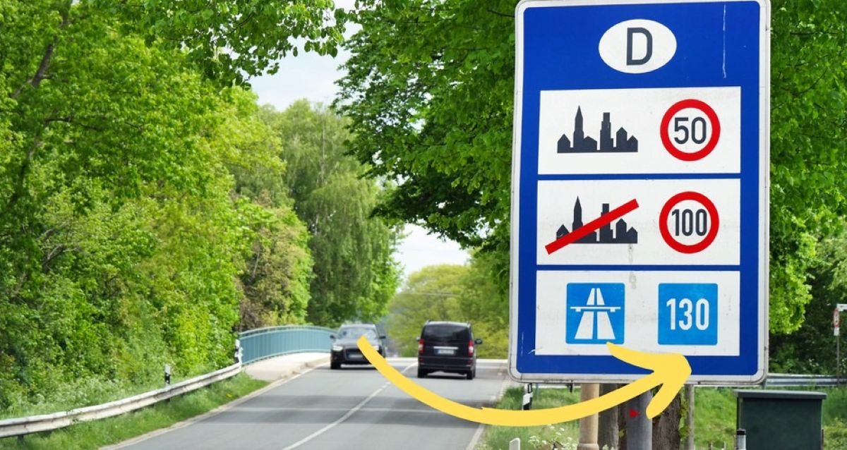 Mėlynas kelio ženklas su nurodytu greičiu