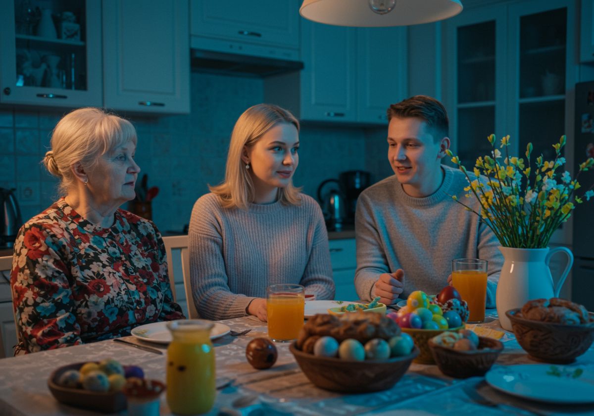Pokalbiai prie Velykų stalo / Gemini DI nuotr.