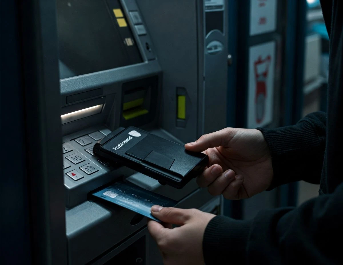 Banko kortelių skimingas prie bankomato