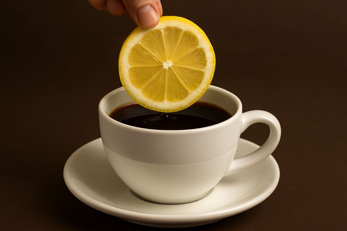 Į juodą kavą dedama citrina