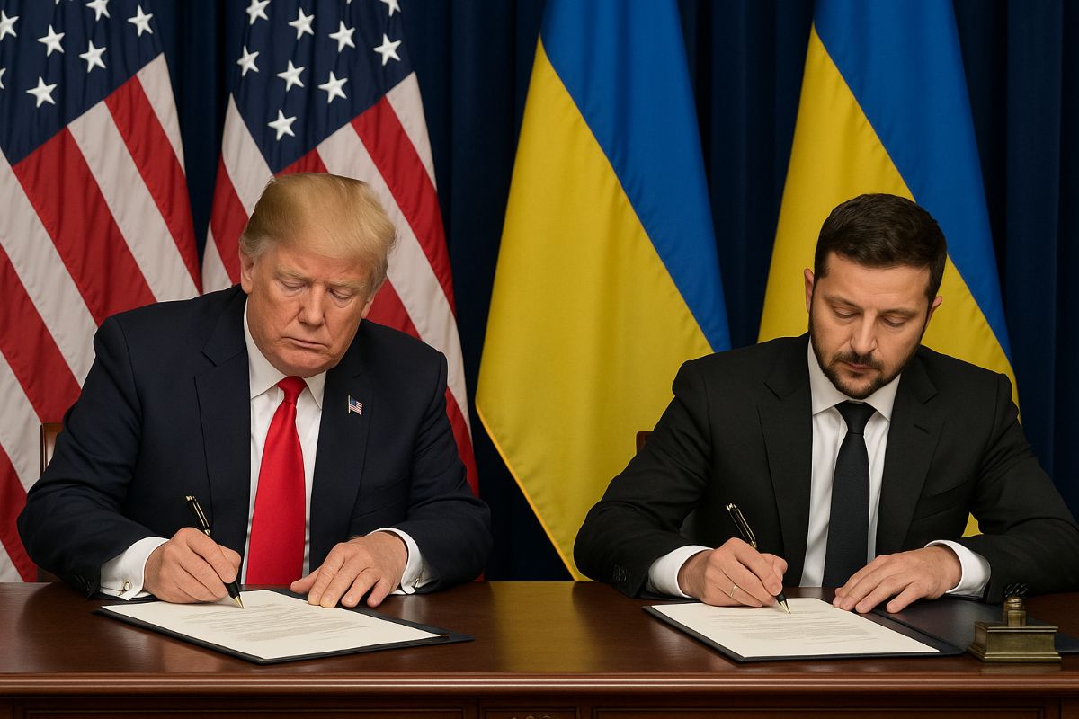 D. Trumpas ir V. Zelenskis pasirašė sutartį / Sora nuotr.