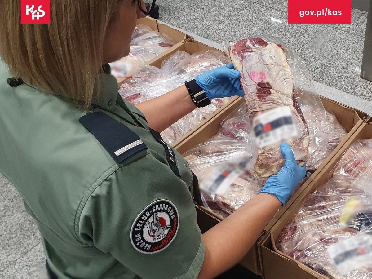 Žalios mėsos radinys / gov.pl/KAS nuotr.