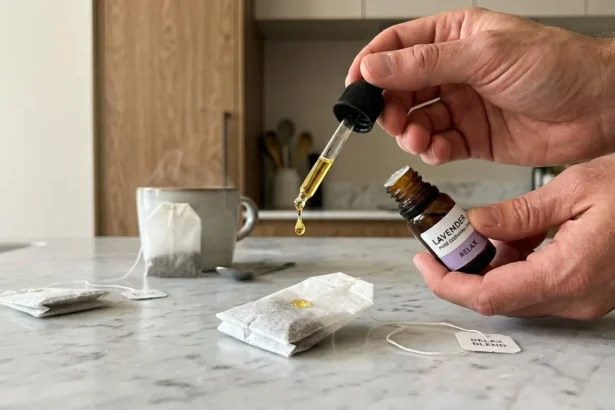 Arbatos maišeliai su levandų eteriniu aliejumi