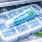Dantų pasta užšalusi ledo kubelyje / ChatGPT nuotr.