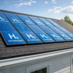 Hidrogeniniai saulės moduliai ant stogo/ ChatGPT nuotr.