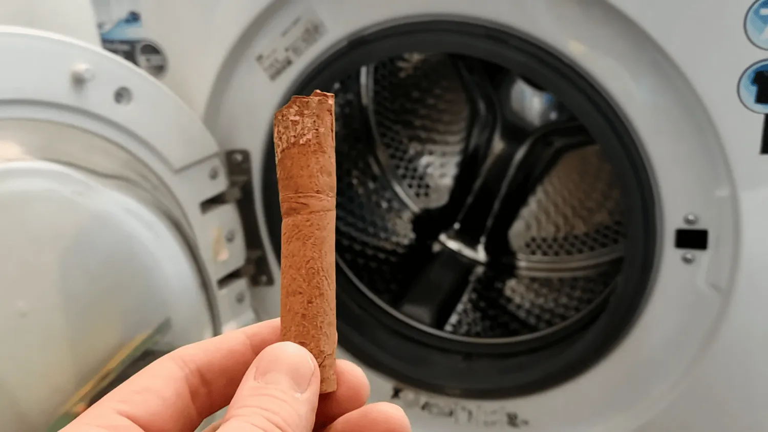 Įmečiau 2 cinamono lazdeles į seną kojinę