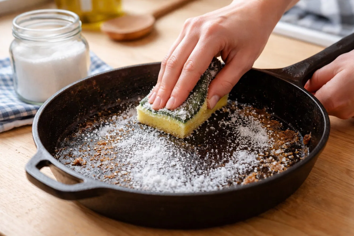 Keptuvės valymas druska