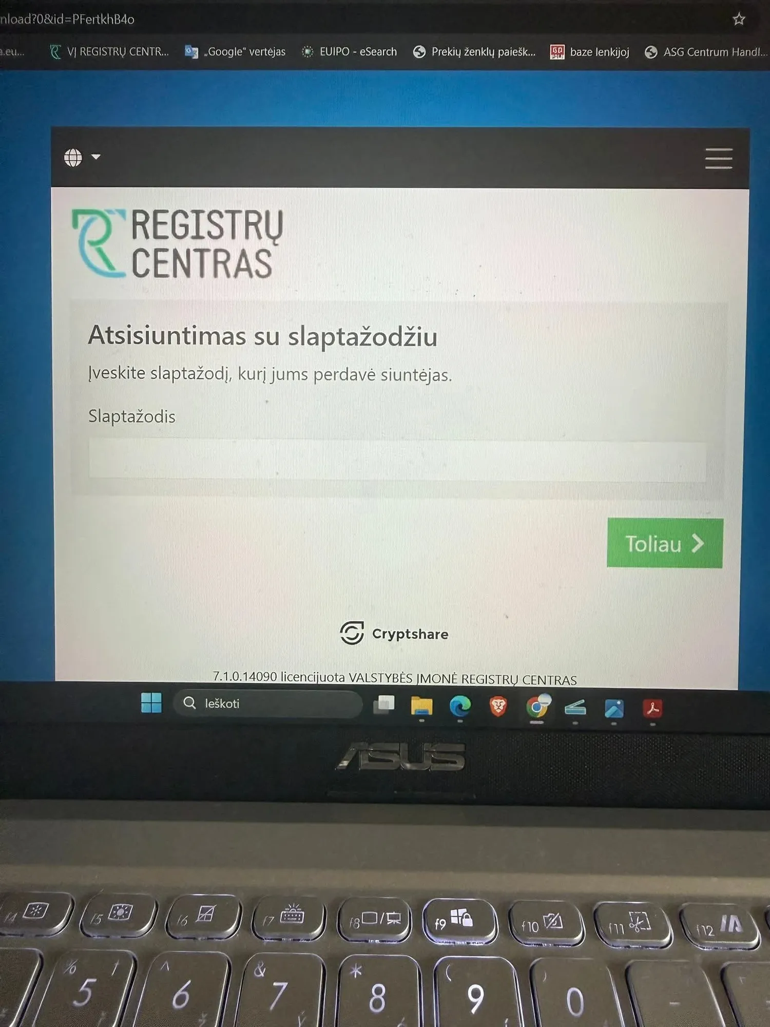 Netikras Registrų centro puslapis