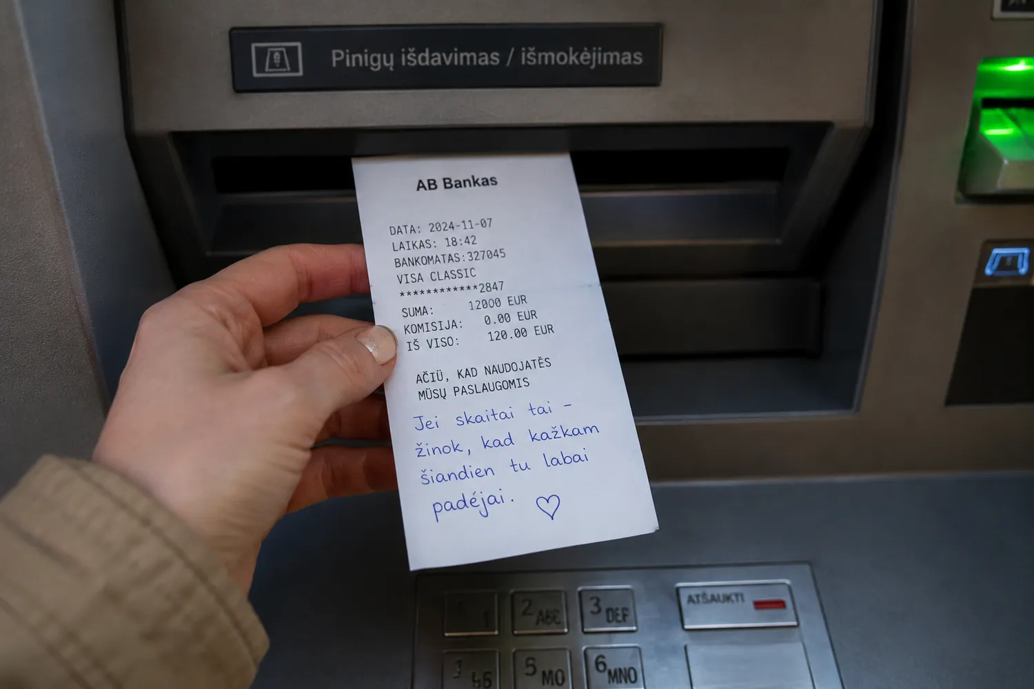 Keistas nutikimas prie bankomato