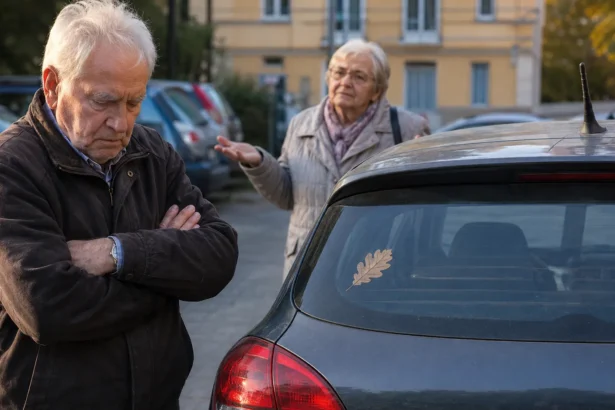 Ąžuolo lapas ant automobilio