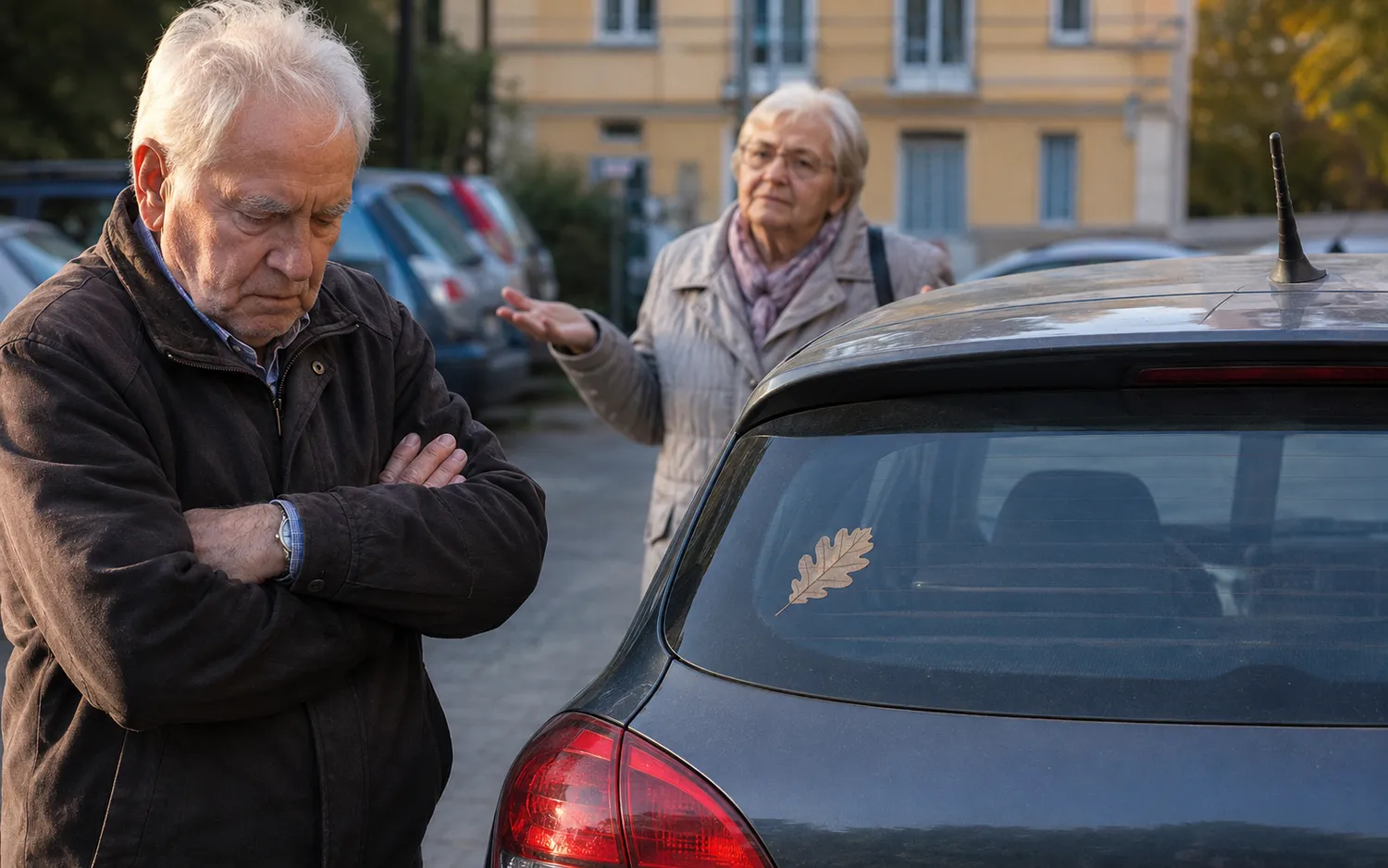 Ąžuolo lapas ant automobilio