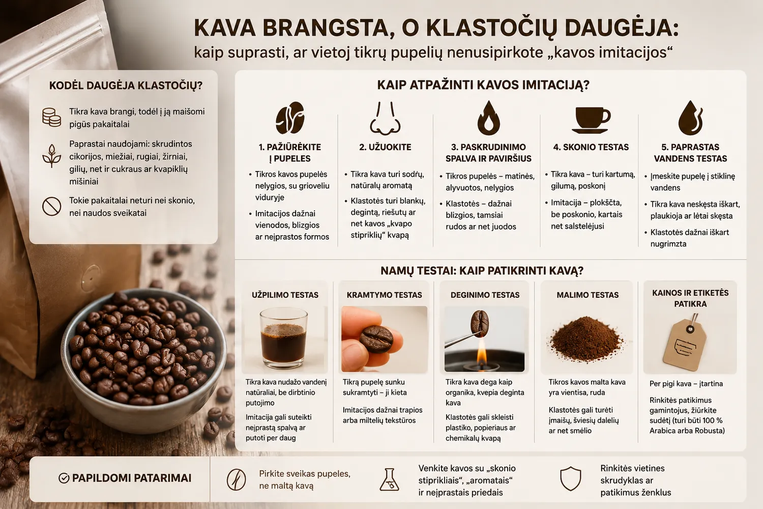 Kaip atpažinti geras kavos pupeles?