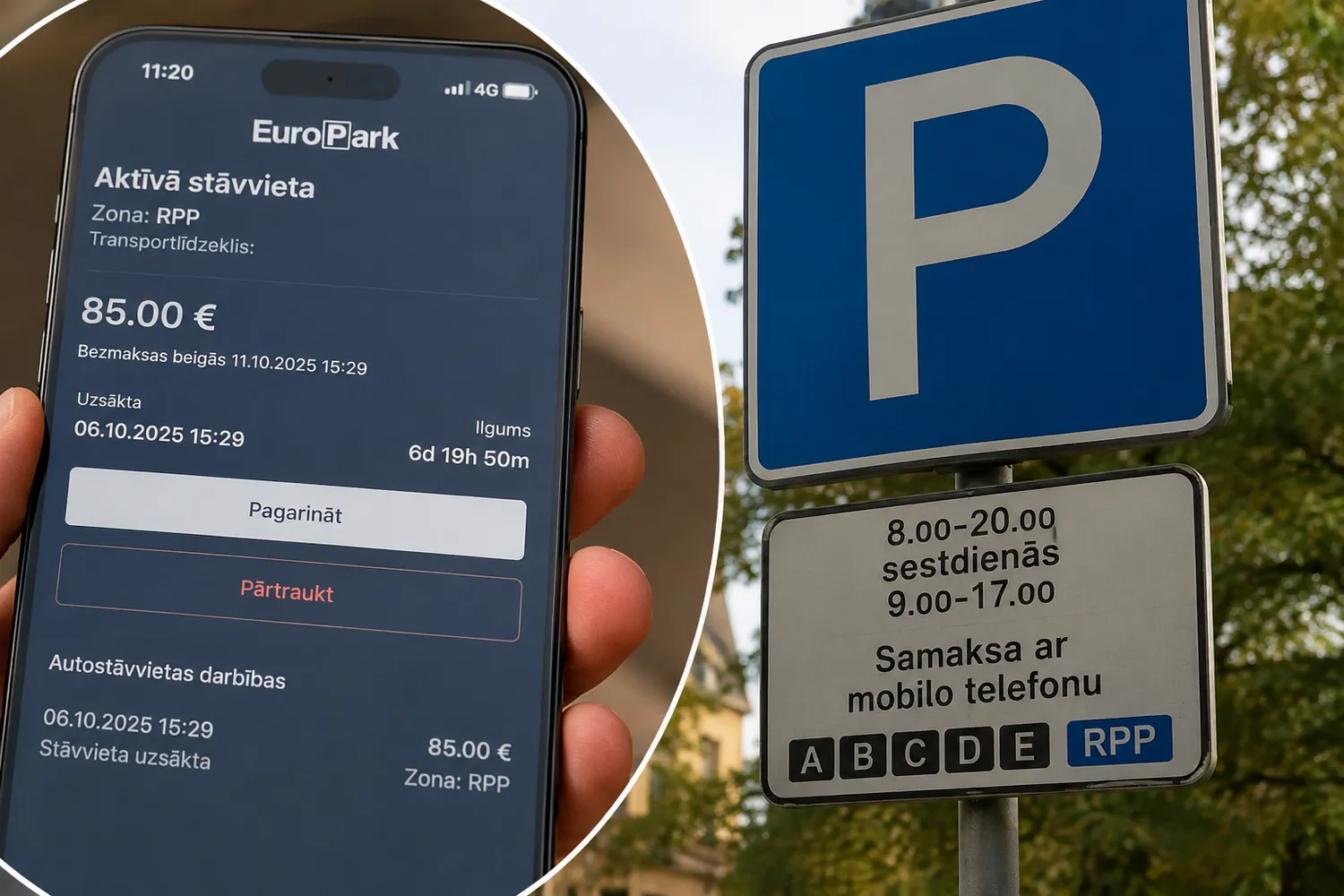 Suma už parkavimą 85 eurai