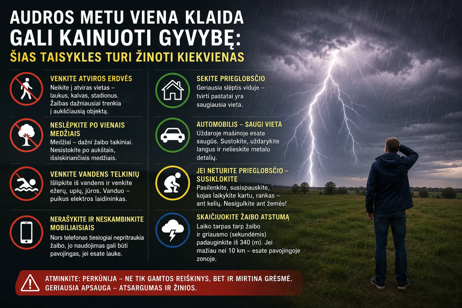 Ko nedaryti per audrą?