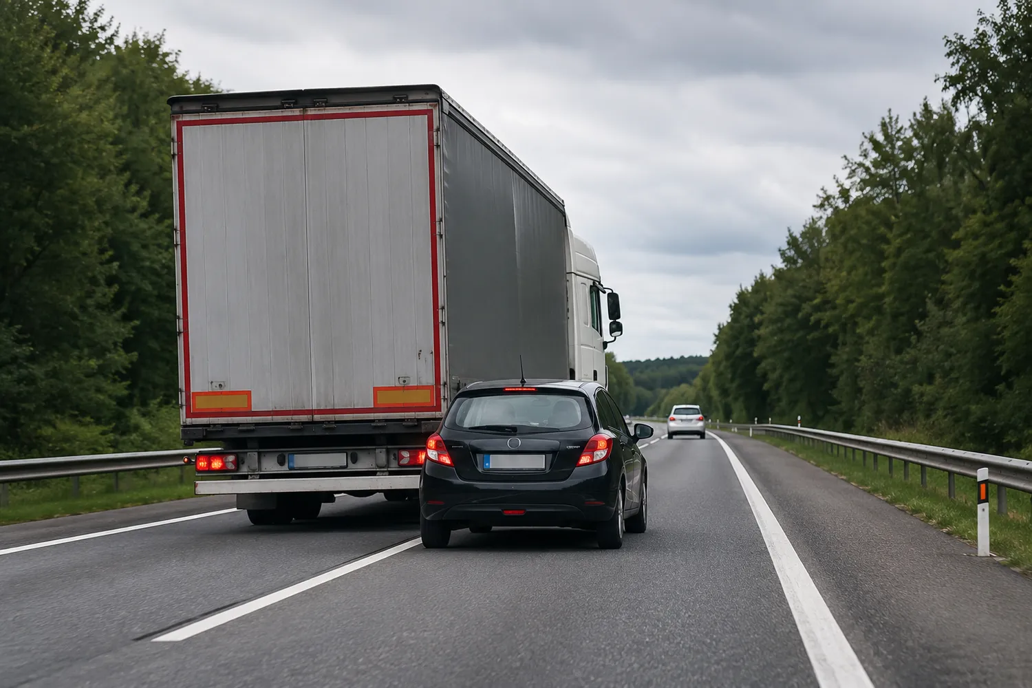 Sunkvežimis lenkia automobilį