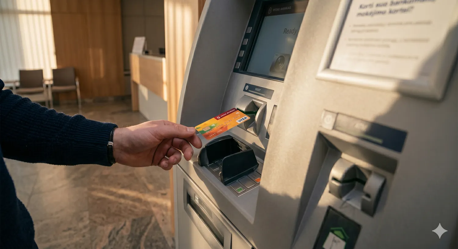 Palikta kortelė bankomate