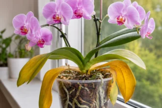 Orchidėja retai geltonuoja be priežasties