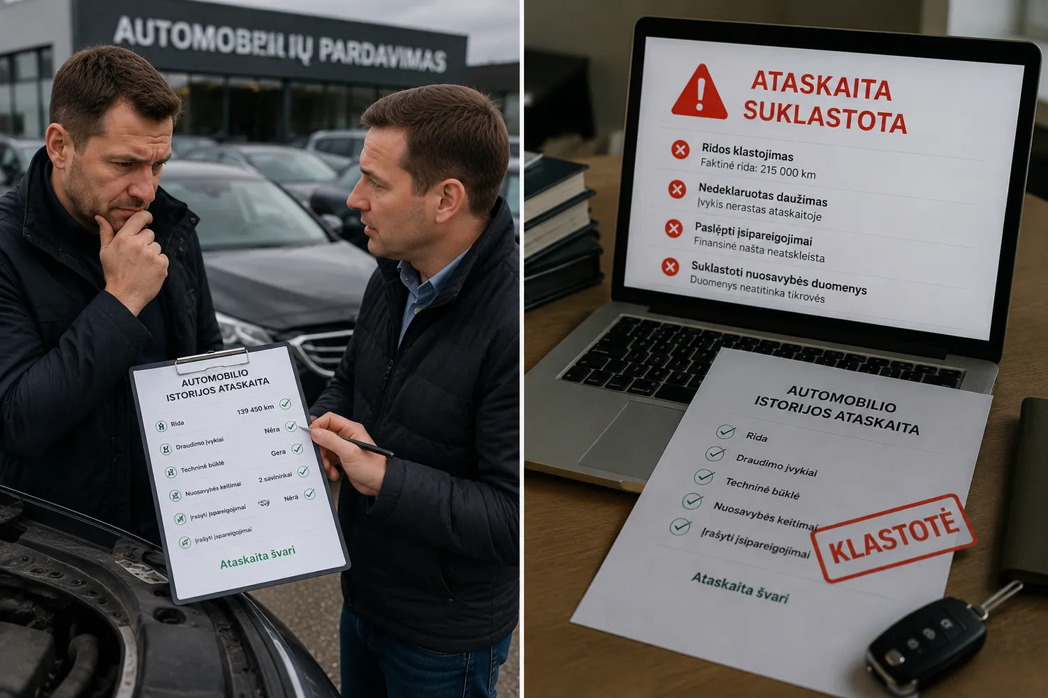 Apgaulinga automobilio istorijos ataskaita