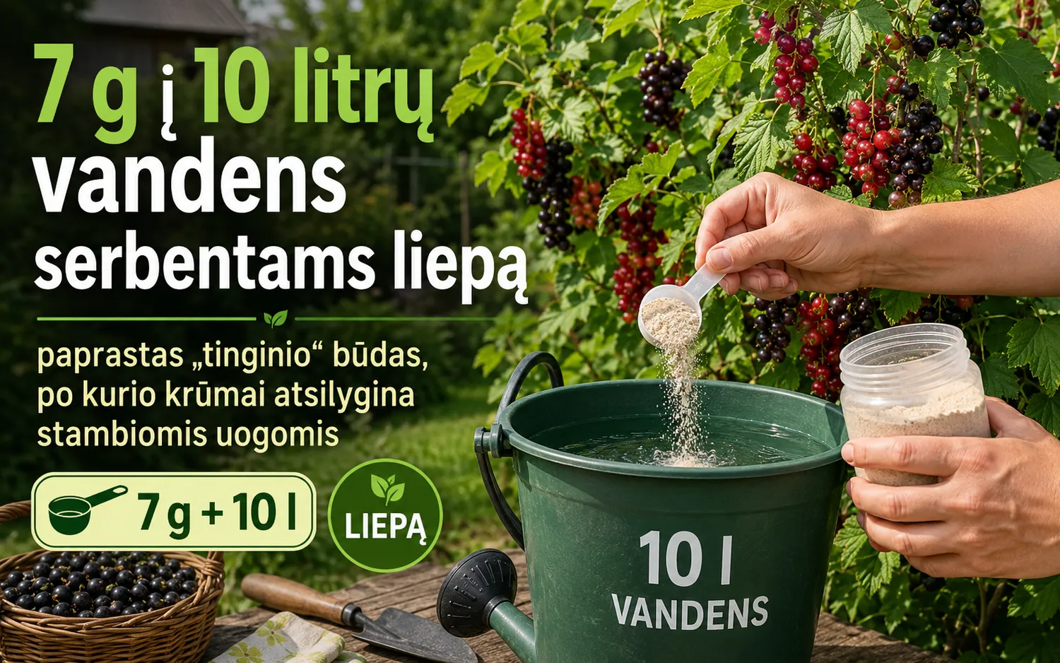 Serbentų tręšimas liepą