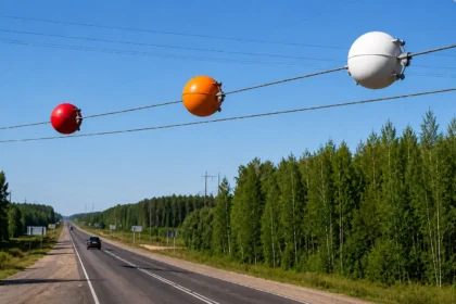 Kamuoliai ant elektros laidų