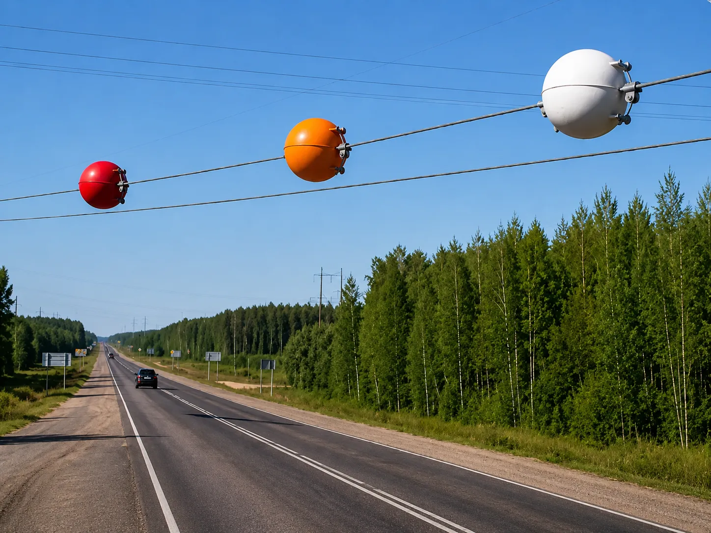 Kamuoliai ant elektros laidų